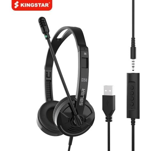 Earphone Wired Headphones Headsets With Mic Volume Control 3.5mm USB plug For Conference PC Computer Phone Game Noise Canceling