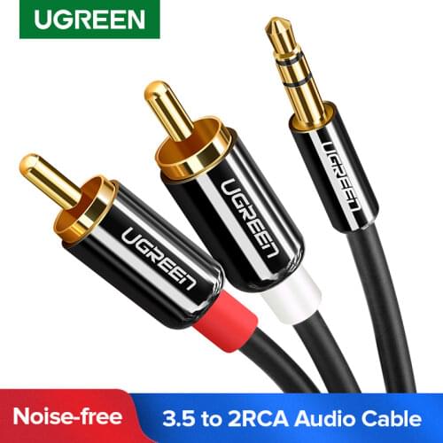 UGREEN 3.5mm to 2RCA Audio Auxiliary Adapter Stereo 3.5 mm Splitter Cable AUX RCA Y Cord for Smartphone Speakers Tablet HDTV MP3