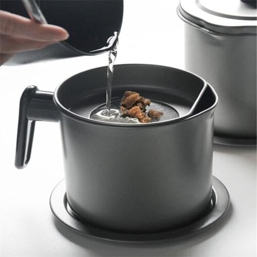 1.4/1.7L Cooking Oil Strainer Pot Stainless Steel Large Capacity Storage Kettle