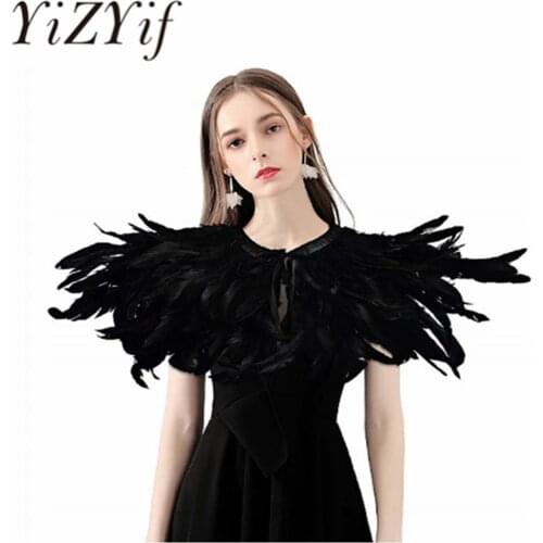 Christmas Halloween Feather Collar Cape Shawl Rooster Hackle Natural Feather Shrug Cape Gothic Victorian Scarf Poncho Wrap