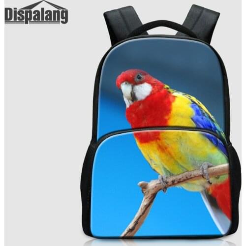 Dispalang Colorful Parrot Print School Backpack For Teenage Girl Women Custom Image Laptop Bag 14'' Bird Animal Computer Bookbag