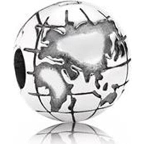 100% Real 925 Sterling Silver Travel All Of World Charm World Charm Travel Charm Fit Original Bracelet Diy Jewelry