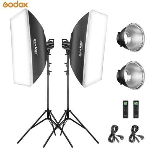 Godox 2*SL-60W 60Ws 5600K Studio LED Continuous Photo Studio Video Light + 2*1.8m Light Stand + 2*60x60cm Softbox LED Light Kit