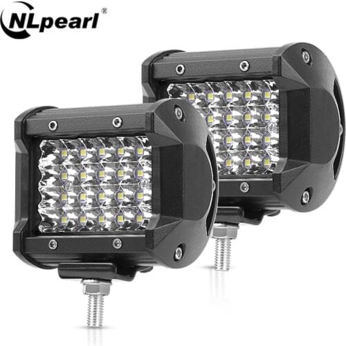 NLpearl 2x 4 7 Inch Offroad LED Bar 12V 24V Spot Flood LED Light Bar for Truck Atv 4x4 Baot Tractor LED Work Light Car Fog Light