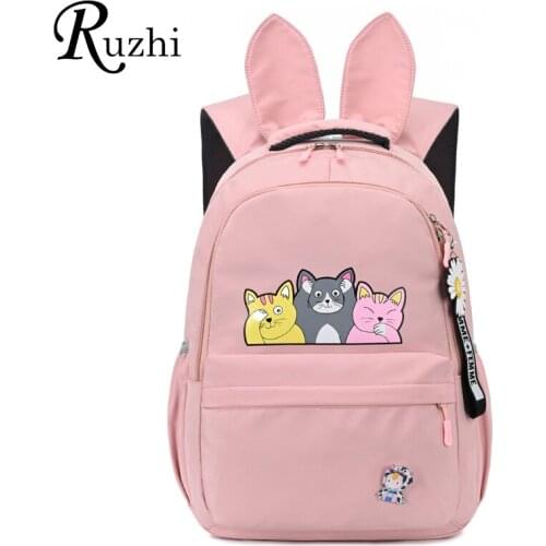 High Capacity School Bags For Girls/Boys 2021 Cartoon Kids Backpack 3D Rabbit Ears Children Backpacks Multilayer Space Schoolbag