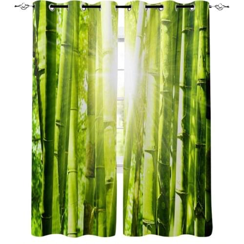 Bamboo Forest Sunlight Green Plants Curtains For Living Room Modern Window Curtains For Bedroom Curtains Drapes Blinds