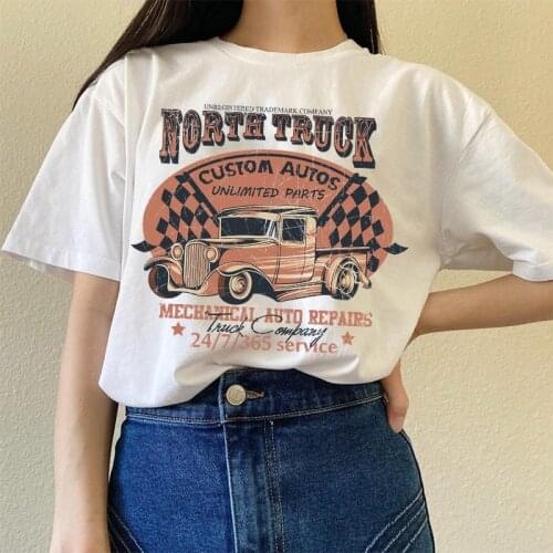 North Truck Womens T-shirts Harajuku Plus Size Tops Letter Jacquard O-neck Short Sleeves Loose Summer Tshirt Bear White Tees