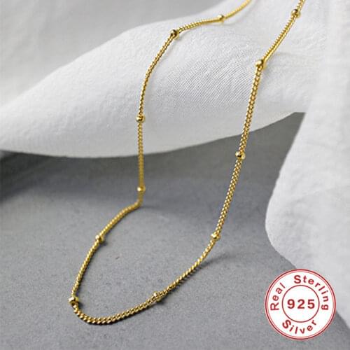 CANNER Real 925 Sterling Silver Necklace Short Clavicle With Round Beads Necklace For Women Jewelry Charming Chain Choker