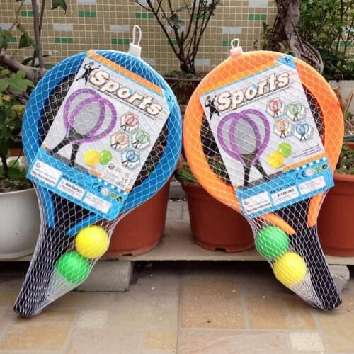 1 Pair Kids Funny Outdoor Sports Game Toys Tennis Racquet Badminton Rackets with 2pcs Balls 1pcs Shuttlecock for Kid Children