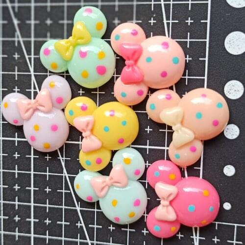 1pcs/lot Resin flat back micky head with bow 22mm Ornaments Micro landscape Ornaments Creative Home Gardening Decorations
