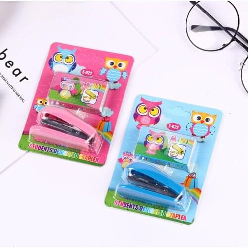1 PCS Cute New Mini Owl Stapler Set Cartoon Office School Supplies Staionery Paper Clip Binding Binder Book Sewer