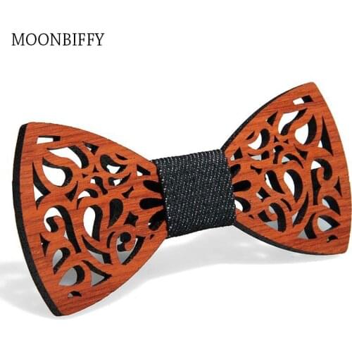 1PC Delicate Wood Bow Tie Mens Wooden Bow Ties Party Business Butterfly Cravat Party Ties For Men Women Kids