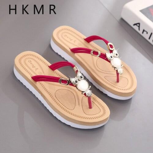 2021 New Arrival Summer Flip Flops Flat Sandals Women Flat Flip Flops Sandals and Slippers Owl Lazy Drag Beach Shoes Sandals