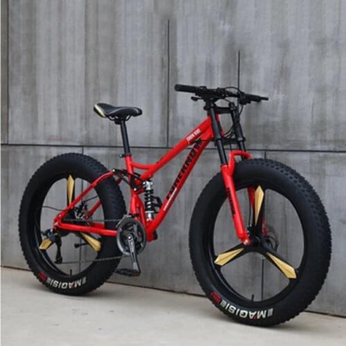 4.0 Tire 3 Knives Mountain Bike 7/21/24/27/30 Speed 26 Inches Double Disc Brake
