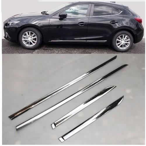 ACCESSORIES FIT FOR MAZDA 3 AXELA 2014 2015 2016 CHROME DOOR SIDE LINE LINING GARNISH BODY MOLDING TRIM COVER GUARD STRIPS