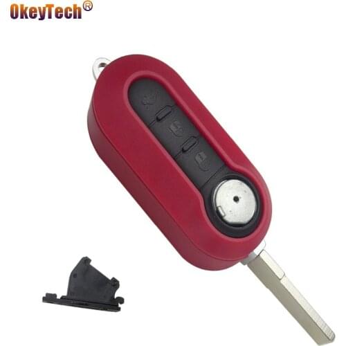 OkeyTech For Fiat 500 Panda Punto Bravo Idea 3 Buttons Replacement Flip Folding Remote Auto Switchblade Key Case Shell Cover Fob