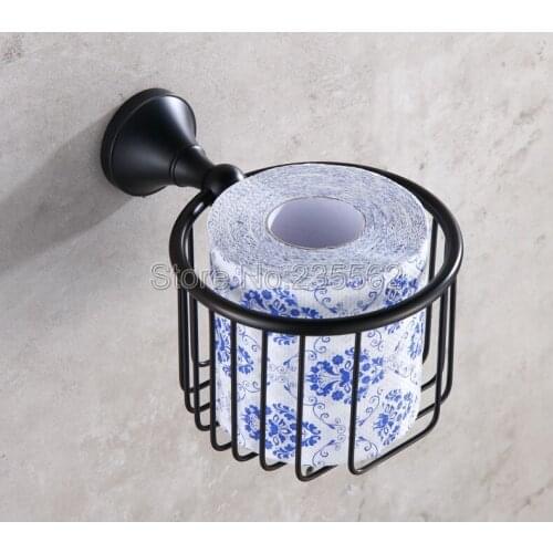 Black Oil Rubbed Brass Toilet Paper Holder Wall Mounted Tissue Roll Holder Basket Bathroom Accessories Lba855