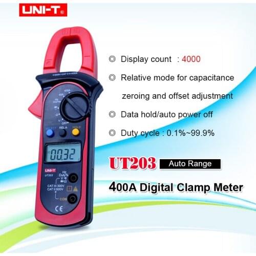 UNI-T UT203 Ditgital Clamp Multimete Auto Range Display Count 3999 Handheld Multimeter Diode Data Hold Jaw Capacity 28MM