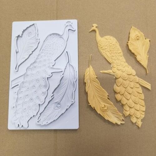Peacock Feather Fondant Silicone Cake Mold DIY Chocolate Dry Pace Baking Cake Decoration