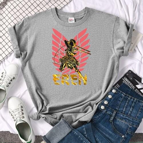 Japan Anime Attack On Titan Printing T-Shirt Womens Fashion Casual Clothed Harajuku Slim Tshirts Soft Vintage Women Tshirts