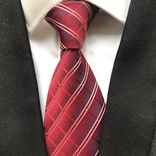 10 cm Width New Design Mens Ties Jacquard Woven Neck Tie Red Plaids Neckties for Formal Occasions