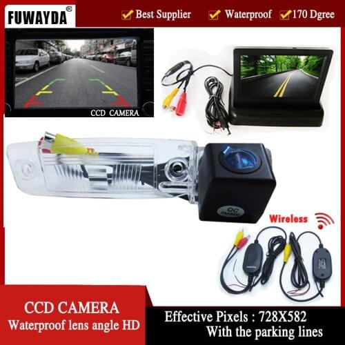 FUWAYDA Wireless ColorCCD Car Rear View BACKUP CCD PARKING Camera for KIA SPORTAGE R 2010-2014 4.3 Inch foldable LCD TFT Monitor
