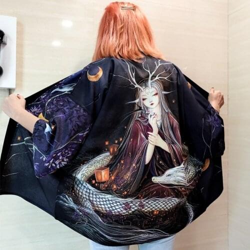 Women Kimono Cardigan Yukata Female Japanese Streetwear Japan Style Shirt Dragon Clothes Haori WomenS Kimono Obi Top 10205