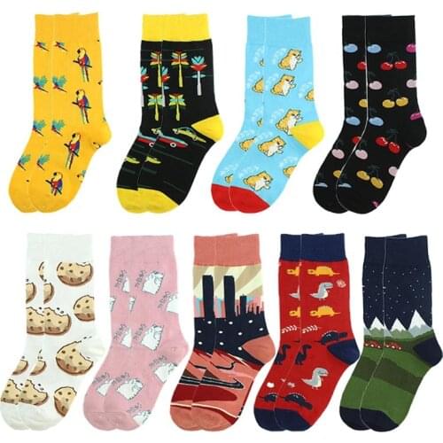 Colorful Cotton Mens Socks Funny Food animal hip hop crew street happy socks women Harajuku Divertidos skateboard socks Gift