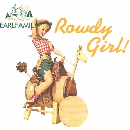 EARLFAMILY 13cm x 12.8cm for Western Cowgirl Rawdy Ginl Feet Car Stickers Cartoon Decoration Bumper Decal Refrigerator Graphics