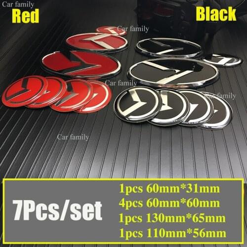 7Pcs/set Car Emblem Kit 130mm/110mm Front/rear badge Covers 60MM Wheel Sticker 30MM Steering Styling