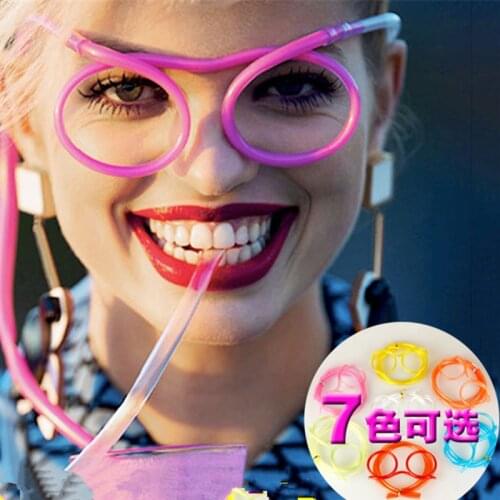 Wholesale!5PCS Unique Flexible Novelty Soft Glasses Straw Glasses Drinking Tube Fun Drinking