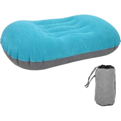 Camping Tent Inflatable Pillow Mat Outdoor Hiking Air Inflatable Pillow Folding Flocking Plane Rest Pillow