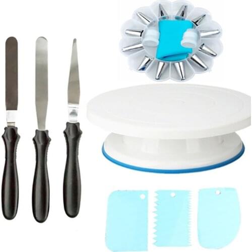 Cake Stand Craft Turntable Set Platform Cupcake Rotating Plate Revolve Dessert Flower Mouth Bag Scraper Cake Baking Tools CT2274