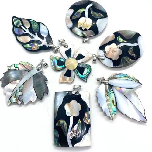 Pearl Shell Flower Patterns Leaf-shaped Pendants Various Specifications of Jewellery Fashionable Charm DIY Accessories