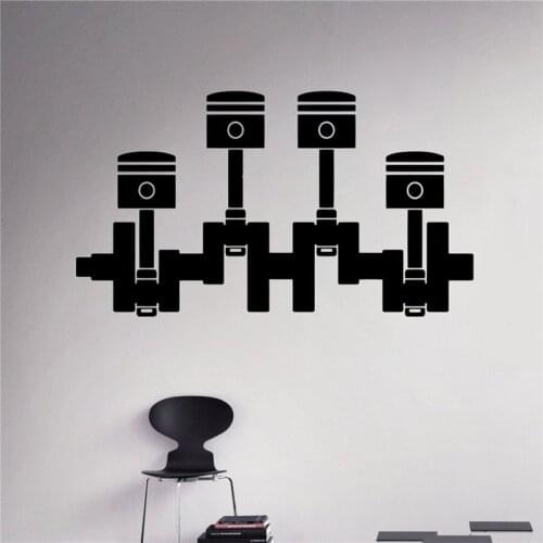 Motor Pistons Wall Decal Engine Car Vinyl Sticker Home Interior Garage Decor Removable Decor Wall Art Custom Decals