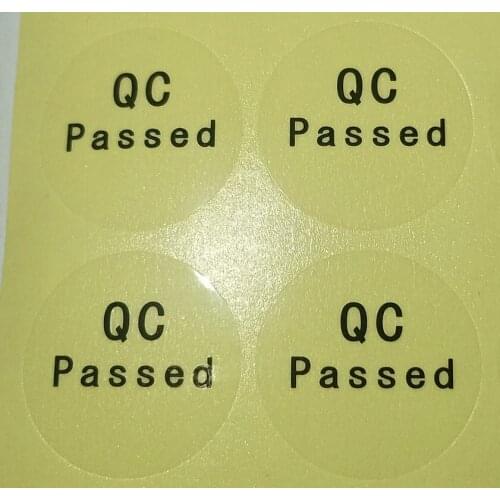QC self-adhesive label self-adhesive custom label sticker QC PASSED sticker 5000sheets / batch transparent color round black wo