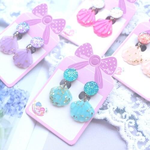 Beautiful Shell Bling Scales Animals Cute Clip on Earrings for Kids Girls Earrings Jewelry No Pierced Children Clip on Earrings