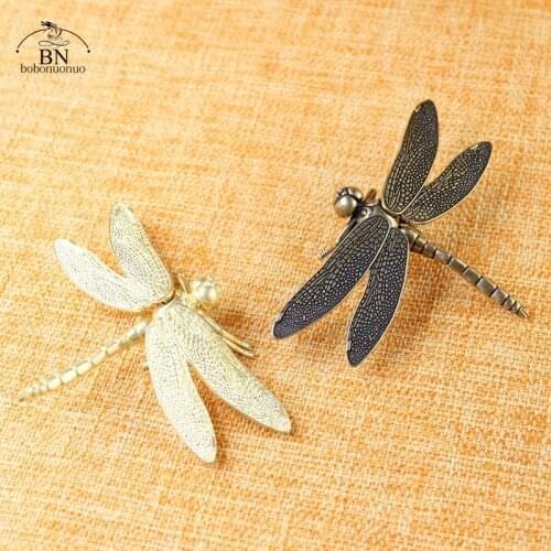 New Design Brass Dragonfly Figurines Simulation Animal Toy Removable Wings Office Desk Ornament Living Room TV Cabinet Decors