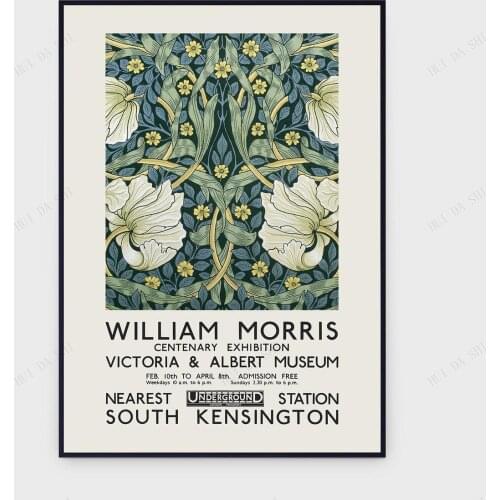 William Morris Victoria & Albert Museum London 1934 Exhibition Original Vintage Poster Canvas Print Art Nouveau Poster- Poster