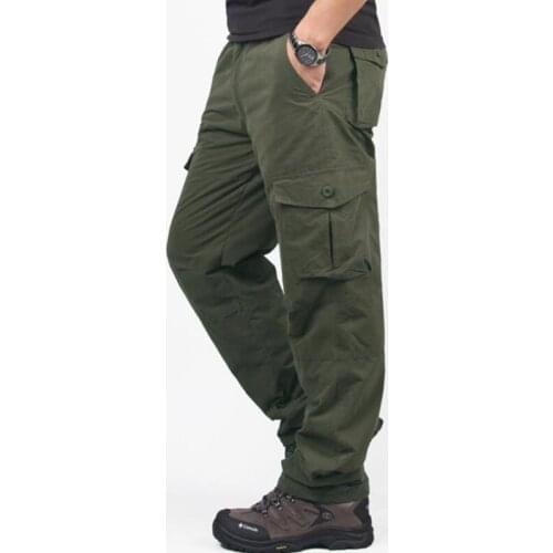 Winter Mens Long Trousers Mens Winter Warm Thick Cargo Pants Baggy Pocket Slacks Thicked Brushed Plus Size Pants Bottoms
