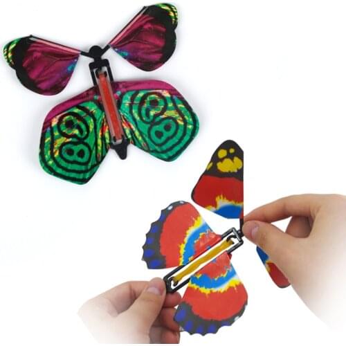 10 Pcs For Children Surprising Magic Butterfly Rubber Band Force Tricks Funny Flying Spin Little Toys For Kids