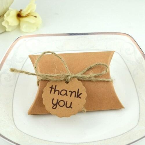 10Pcs Mini Pillowcase Shape Candy Box Thank You Kraft Paper Boxes for Birthday Wedding Baby Shower Cgristmas Party Decoration