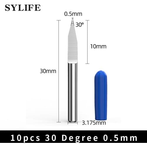 10Pcs High Efficiency 0.5mm 30 Degree CNC Router for PCB Board Engraving Bits