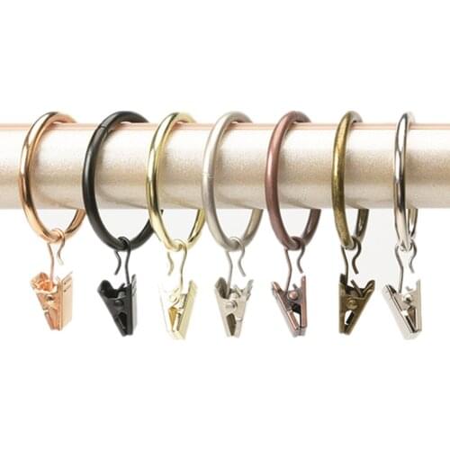 10pcs Curtain Rings Rod Clips Window Shower Clamps Metal Curtain Hook Retro Clothespin Pole Buckle Home Decoration Accessories