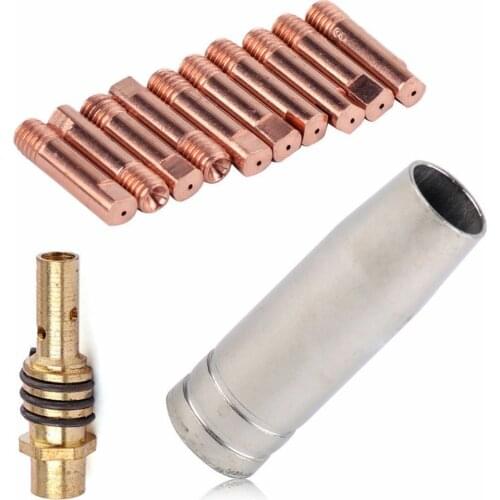 12pcs/Set 15AK MIG/MAG Welding Nozzle Contact Tips 0.8x25mm Gas Connector Holder Set Nozzle Welding Accessories