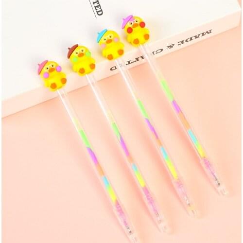 24 pcs Cute cartoon little yellow duck gel pen student learning stationery pastel pen wholesale papelaria canetas