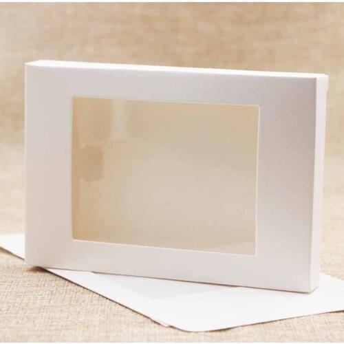 50Pcs Foldable Creative Kraft Paper Box Party Decoration Wedding Favour Boxes Rectangle Jewelry Gift Box with Clear Window