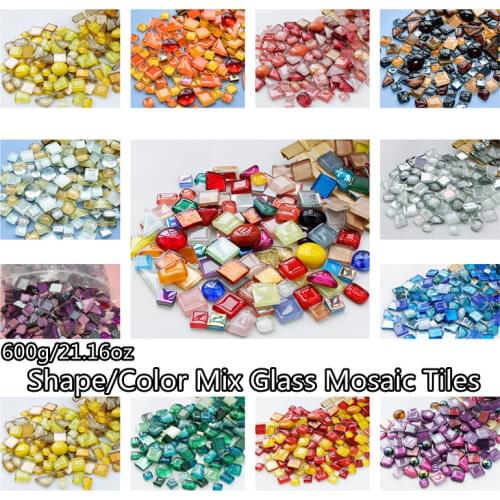 600g(Approx. 300pcs) Shiny Crystal Mosaic Tiles Multi Shape/Color Mosaic Materials DIY Crafts Stones