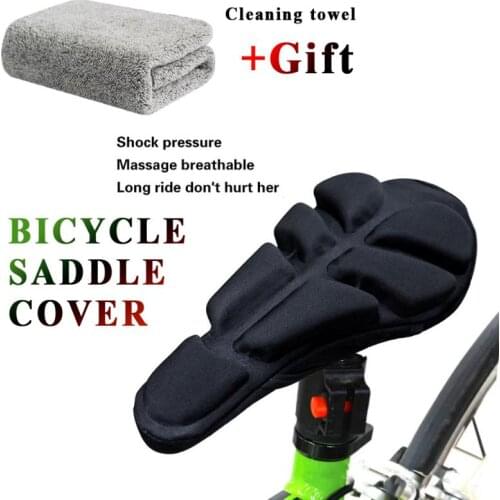 2pcs/Set Bicycle Saddle Cover+ Gift Towel MTB Shock Absorption And Pressure Relief Cushion Cover Breathable Don't Hurt Cover