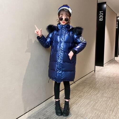 Winter Jacket Kids Parka Thick Warm Girls Coats Fur Hooded Cotton Padded Outerwear for Children Winter Kids Clothing 10 12 Years
